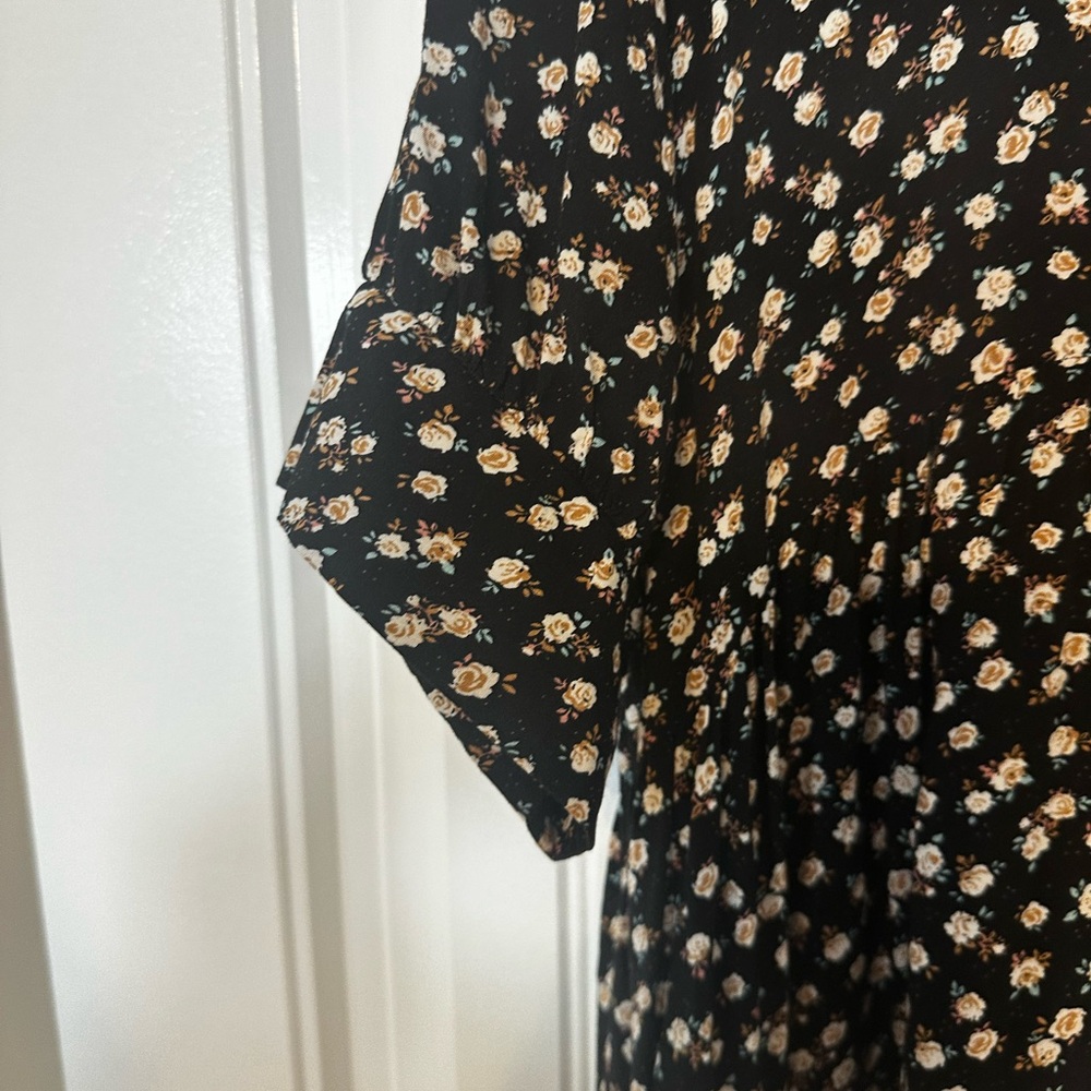 NATURAL LIFE Black Midi Dress with Cream Floral Print - Picture 5 of 8